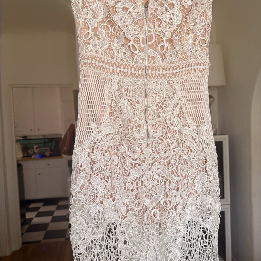 White Lace Crochet Bodycon Dress - Picture 1 of 4